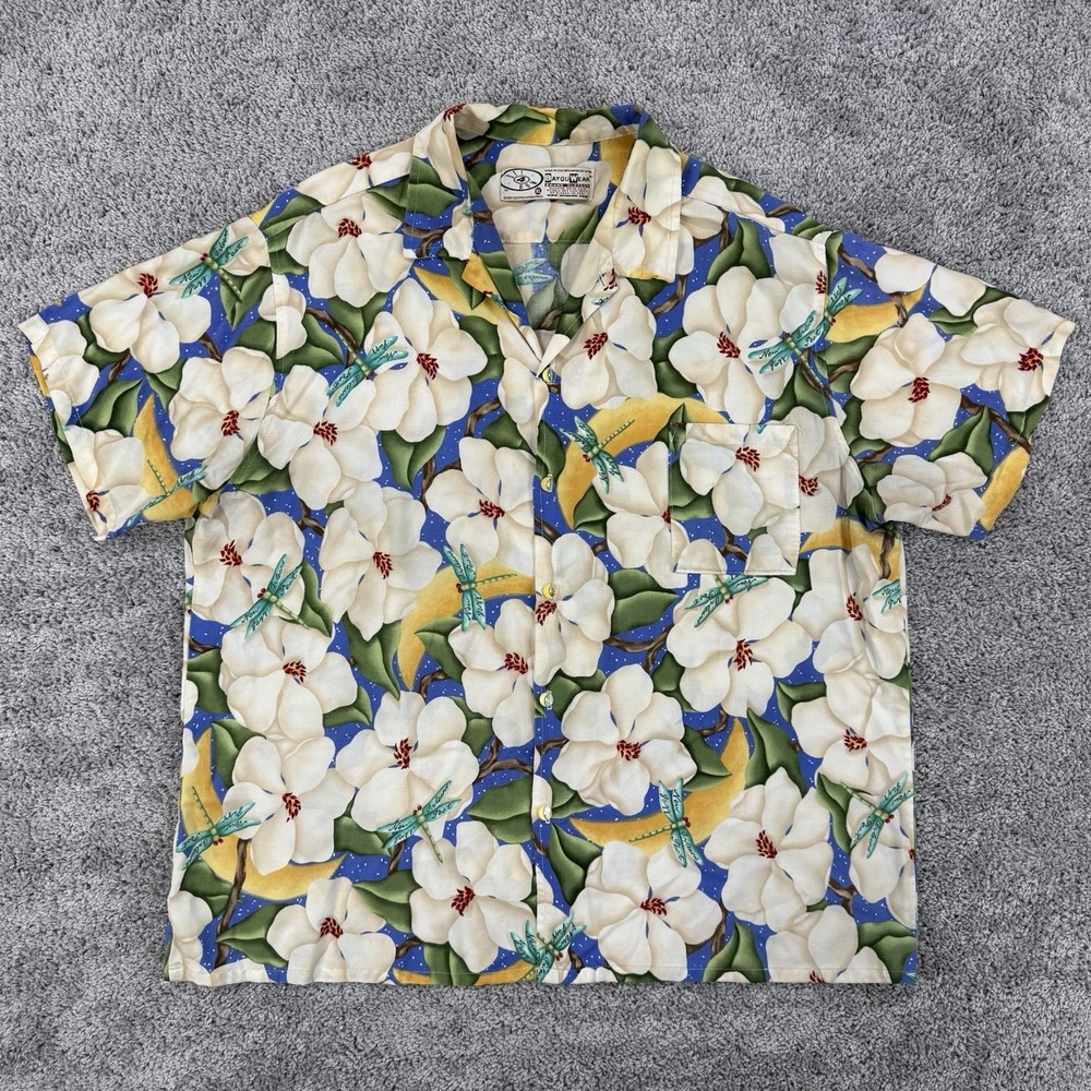 Bayou Wear Shirt Men's XL Moonlit Magnolias HowAhYa Hawaiian Camp Jazz Fest